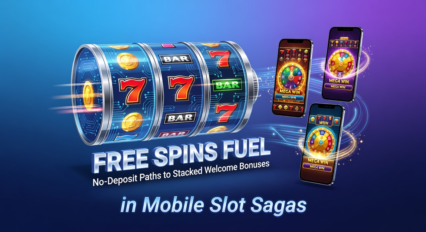 Vibrant mobile slot screen showing free spins activation with bonus symbols stacking up during a no-deposit offer