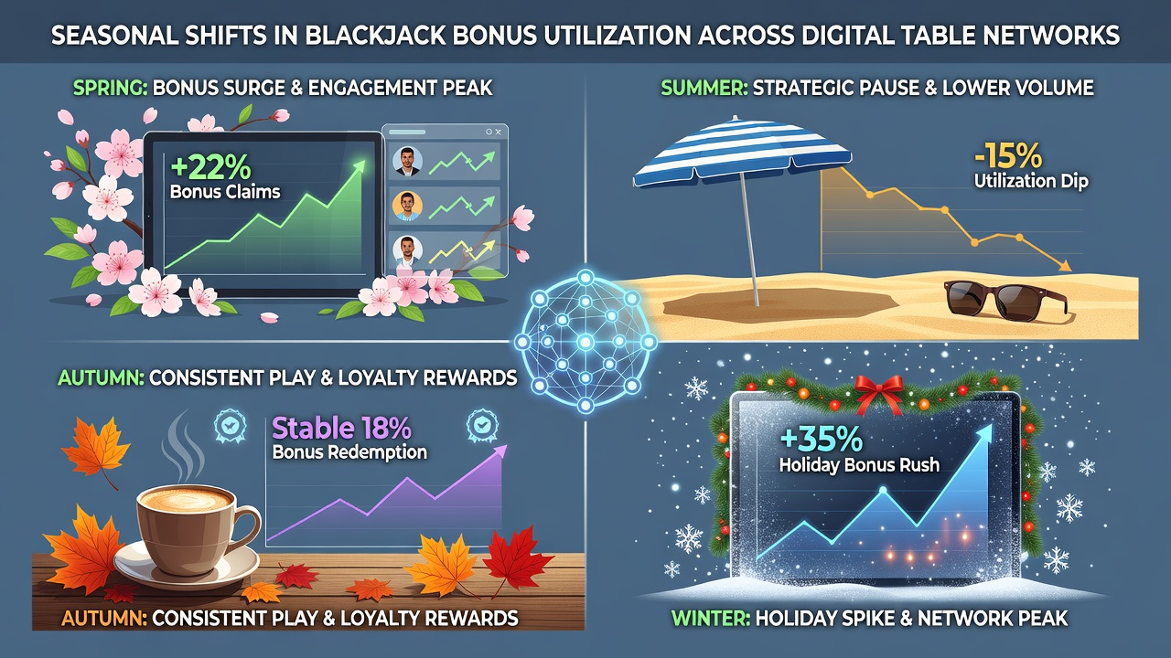 Analytics dashboard displaying seasonal variations in online blackjack bonus usage